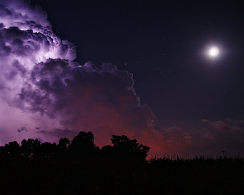 sky, night, color, moon, clouds HD wallpaper