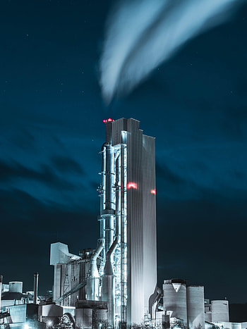 Smoke, Night, Building, Plant, Dark, Miscellanea, Miscellaneous, Factory HD phone wallpaper