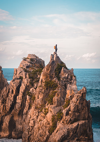 Nature, Rock, Seclusion, Privacy, Ocean, Human, Person, Loneliness, Indonesia HD phone wallpaper