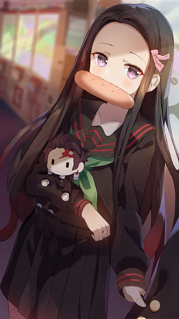 Nezuko cute, art, doll HD phone wallpaper