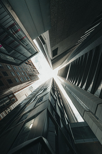 Sky, Architecture, Building, Miscellanea, Miscellaneous, Skyscrapers, Bottom View HD phone wallpaper