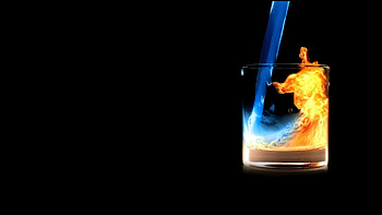 Fire Water In Glass, fire, water, glass, creative HD wallpaper