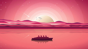 Seashore Sunset Minimal, artist, artwork, digital-art, minimalism, minimalist HD wallpaper