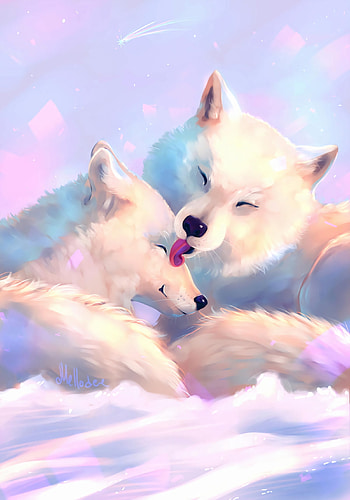 Wolfs, Art, Care, Tenderness, Language, Tongue HD phone wallpaper