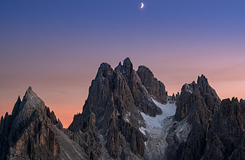 Sunset And Moonrise In The Italian Dolomites, sunset, nature, mountains HD wallpaper