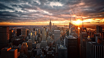 New York Sunset, Travels, Serene city, Breathtaking view HD wallpaper