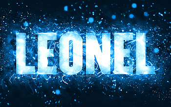 Happy Birtay Leonel, , blue neon lights, Leonel name, creative, Leonel Happy Birtay, Leonel Birtay, popular american male names, with Leonel name, Leonel HD wallpaper