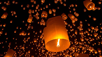 Paper Sky Lantern , Colorful display, Festive atmosphere, Mesmerizing sight HD wallpaper