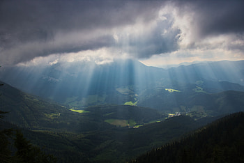 Nature, Trees, Mountains, Fog, Alps, Valley HD wallpaper