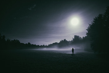 Standing Out Moon Rays, moon, person, graphy, dark, night, alone, sad HD wallpaper