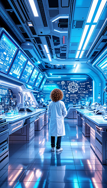 Futuristic Science Lab: A Stunning , laboratory, technology, scientist, futuristic HD phone wallpaper