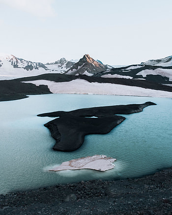 Black island, lake, mountains, aerial view HD phone wallpaper