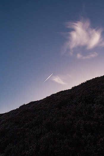 Nature, Sky, Smoke, Plane, Airplane, Hill, Track, Trace HD phone wallpaper