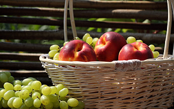 Food, Apples, Grapes, Basket, Harvest HD wallpaper