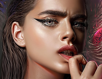Yael Shelbia, fantasy, art, face, yasar vurdem, luminos, girl HD wallpaper