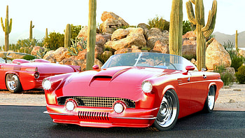1955 Customized Ford Thunderbird, 1955, Thunderbird, Cars, Red HD wallpaper