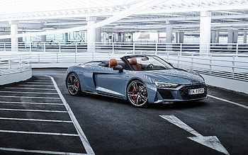 Audi R8 Spyder, , parking, 2021 cars, gray cabriolet, supercars, 2021 Audi R8 Spyder, german cars, Audi HD wallpaper