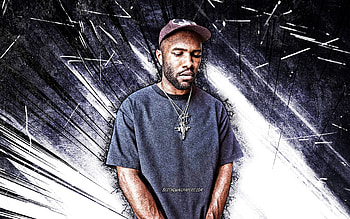 Frank Ocean, grunge art, american musician, american celebrity, gray abstract rays, Frank Ocean HD wallpaper