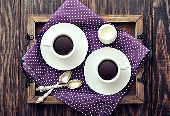 Style Breakfast, cups, milk, home style, coffee, cloth, spoon HD wallpaper
