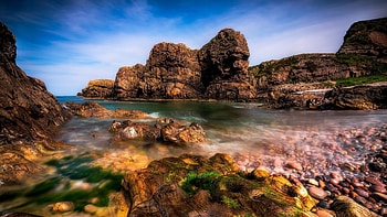 Rocky Coast, rocks, sea, landscape, sky, stones HD wallpaper