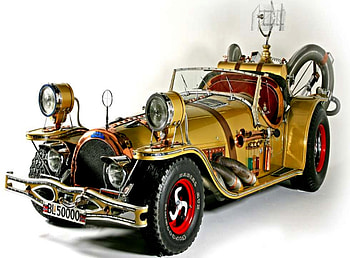 Steampunk Cars, Gold, Abstrac, Steampunk, Cars, Fantasy HD wallpaper