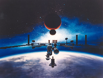 Universe, Moon, Earth, Land, Galaxy, Mars, Space Station HD wallpaper