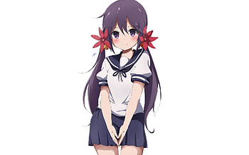 Akebono, kancolle, cute anime girl, school dress HD wallpaper