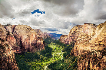 Valley, white clouds, nature, mountains HD wallpaper