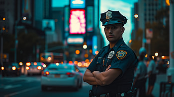 Vigilant Police Officer on City Watch, police officer, police, street, Nightlife HD wallpaper