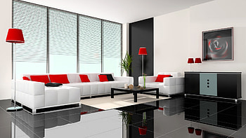 Cozy living room, table, coach, white, red HD wallpaper