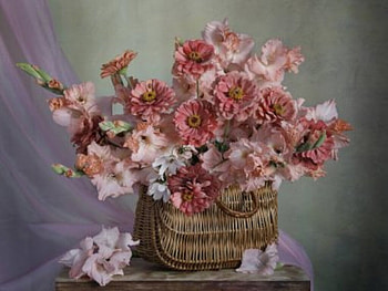 A bouquet of flowers, Flowers, Pink, Bouquet, Basket HD wallpaper
