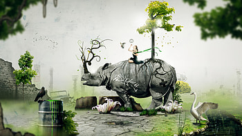 Hippopotamus Digital Art, animals, digital-art, artist, hippopotamus HD wallpaper
