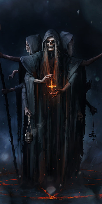 Dark Reaper's Magic: Death’s Mystic Embrace, skull, magic, dark, death HD phone wallpaper