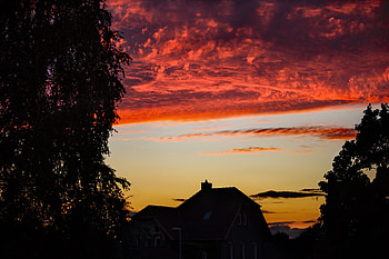 Nature, Trees, Sunset, Sky, House HD wallpaper