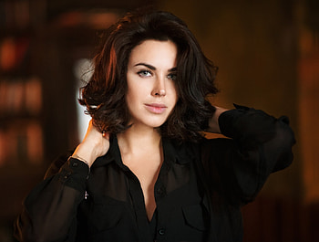 Gorgeous, woman, black shirt HD wallpaper