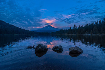 Landscape, Nature, Stones, Twilight, Mountain, Lake, Dusk HD wallpaper