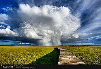 Atomic Cloud, plain, strange, grass, explosion, green, bridge, nature, sky, amazing, storm, cloud HD wallpaper