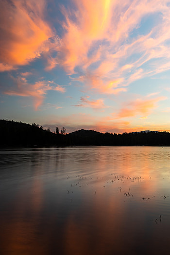 Nature, Sunset, Sky, Clouds, Lake, Hills HD phone wallpaper