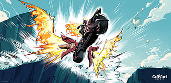 Mavuika in Action: Genshin Impact, video game, Genshin Impact, Mavuika (Genshin Impact) HD wallpaper