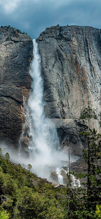 Mountain waterfall, Nature HD phone wallpaper