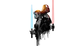 Lightsaber Darth Vader Vs Luke Skywalker, star-wars, darth-vader, luke-skywalker, movies, white, artist, artwork, digital-art, artstation HD wallpaper