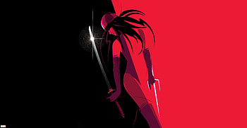 Elektra, marvel comics, minimal, art HD wallpaper