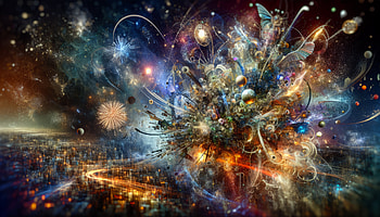 New Year's Eve Fantasy Fireworks, New Years Eve, Abstract, vibrant colors, fantasy landscape HD wallpaper