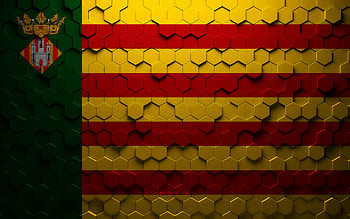 Flag of Castellon, honeycomb art, Castellon hexagons flag, Castellon, 3d hexagons art, Castellon flag HD wallpaper