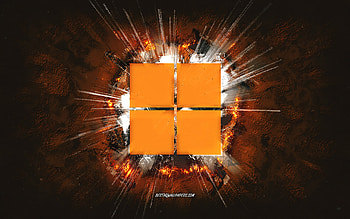 Windows 11 logo, grunge art, Windows, orange stone background, Windows 11 orange logo, Windows 11, creative art, Windows 11 grunge logo, Windows logo HD wallpaper