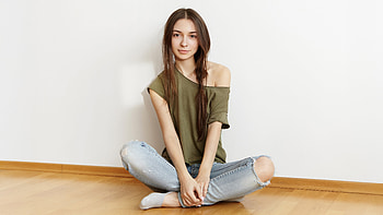 Girl Torn Jean Olive Green And Denim, girls, model, hoot HD wallpaper