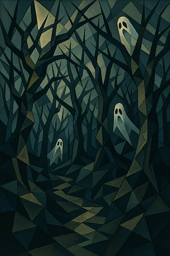 Ghostlight Grove | Haunted Forest Nightfall | Phantom Pathway, ghost, night, spooky HD phone wallpaper