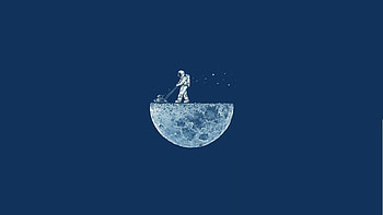 space, Minimalism, Blue Background, Moon, Astronaut, Astronauts, Humor / and Mobile Backgrounds HD wallpaper