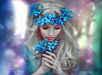 Girl, Flowers, Retouch, Wreath, Spring HD wallpaper