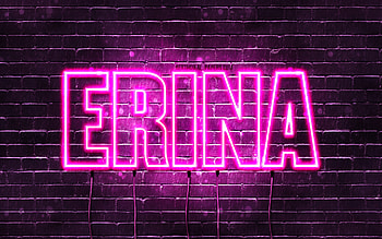 Happy Birtay Erina, , pink neon lights, Erina name, creative, Erina Happy Birtay, Erina Birtay, popular japanese female names, with Erina name, Erina HD wallpaper